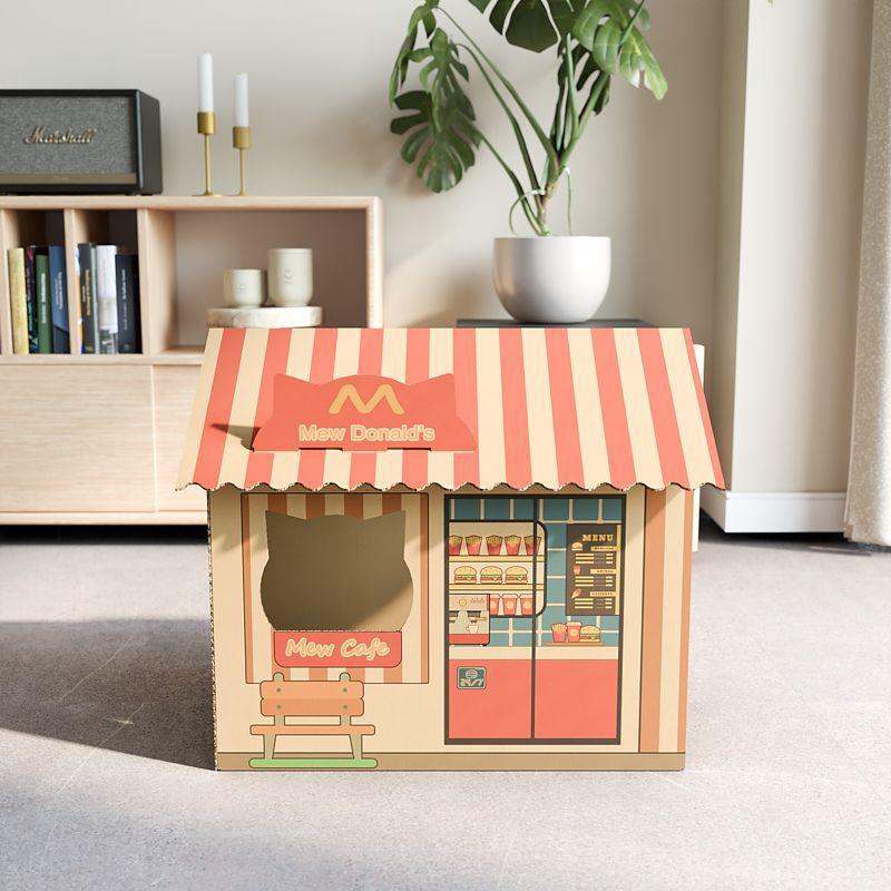Large Cat Villa: Durable Cardboard Scratch House & Claw Sharpening Toy