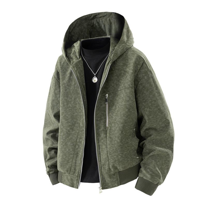 

2025 Trendy Retro Hooded Jacket - Gray, Black & Army Green 3XL армия зеленый