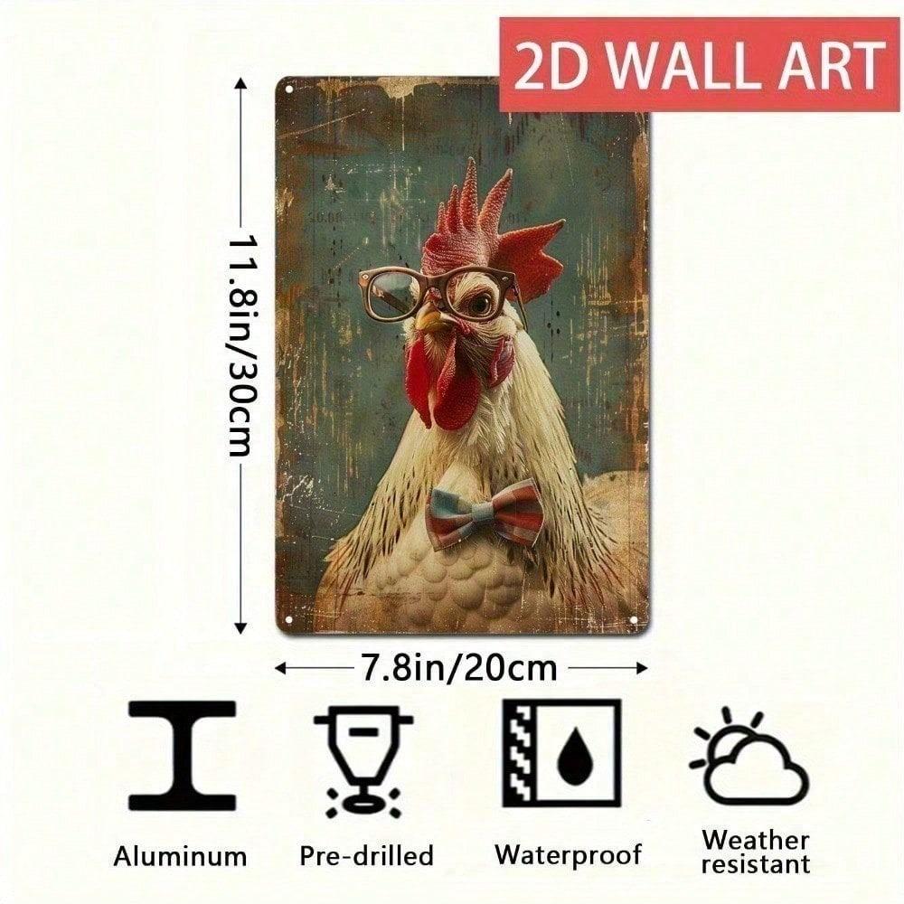 Rustic Farmhouse Rooster Metal Wall Art 12x8 Inch Humorous Home Decor Durable Aluminum Sign