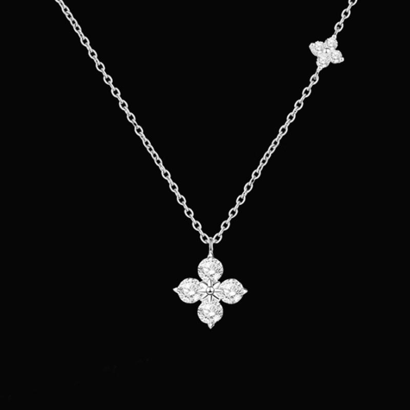 

925 Sterling Silver Dainty Lucky CZ Leaf Necklace for Women 14k Gold Plated Flowers Elegant Pendant Necklace Wedding Jewelry