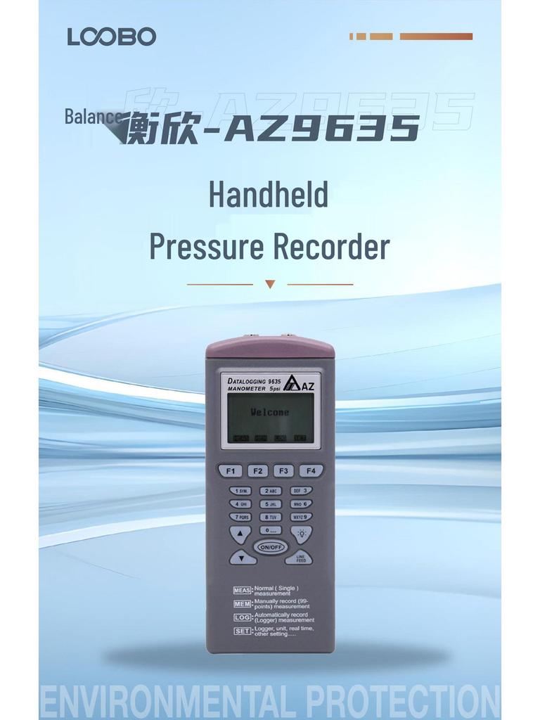 AZ9635 Smart Pressure Data Logger Handheld High Precision Pressure Meter
