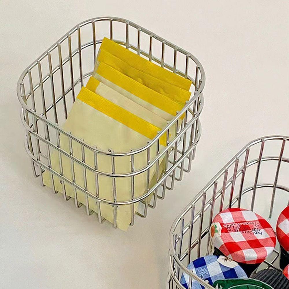 Waterproof Bathroom Storage Rack Stainless Steel Square Wire Basket Countertop Holder