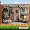 2D Rustic Wood Door & Rose Flower Background for Wedding Photoshoot