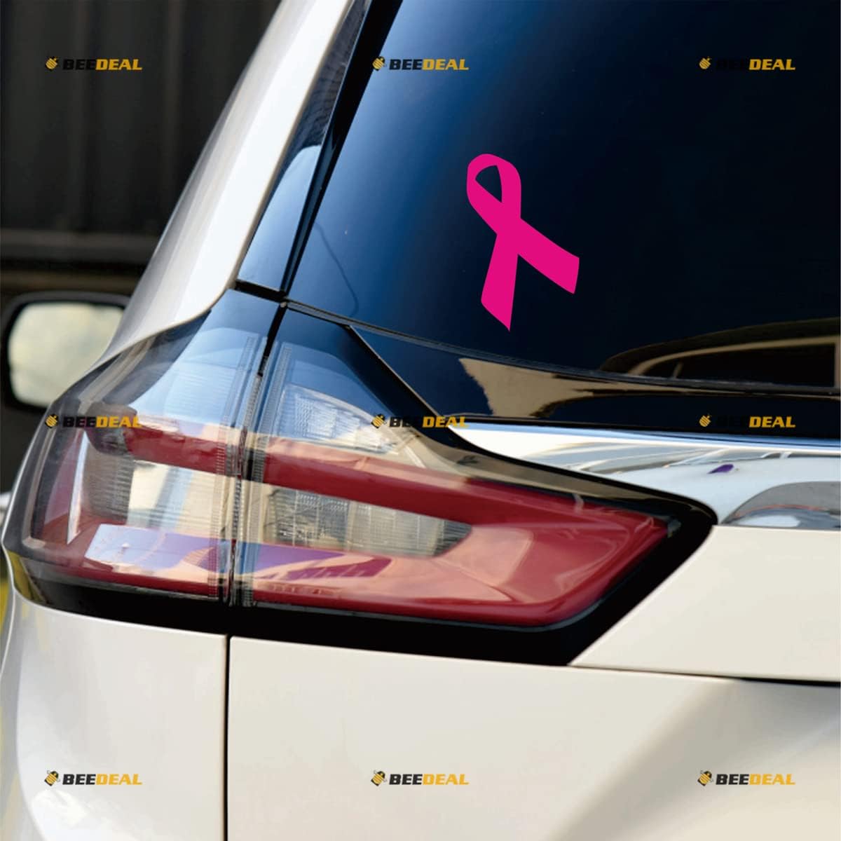 Pink Ribbon Symbol of Breast Cancer Awareness Decal Sticker Vinyl - 4 Pack, 2 Inches, 3 Inches, 4 Inches, 6 Inches - No Background Die-Cut