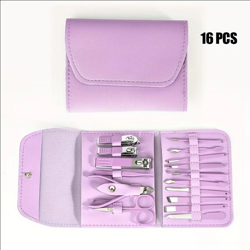 Premium 16-Piece Nail Grooming Kit for Home Stainless Steel Clippers Pedicure Set and Travel Case Included Manicure Set