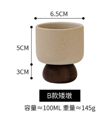 

Ceramic High Footed Water Cup Coffee Cups Tea Mug Pudding Cup Ice Cream Cups Wooden Foot Candle Holder Milk Mug Dessert Bowl 101-200ml