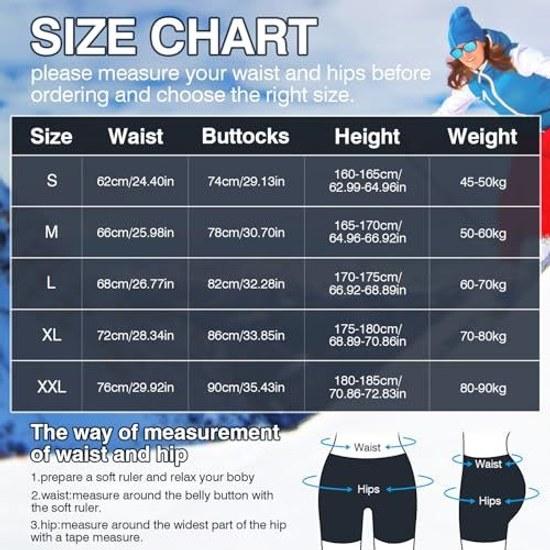 TOMSHOO Butt Pad Snowboard Hip Protector Shock Absorption Ski Protection Unisex Washable
