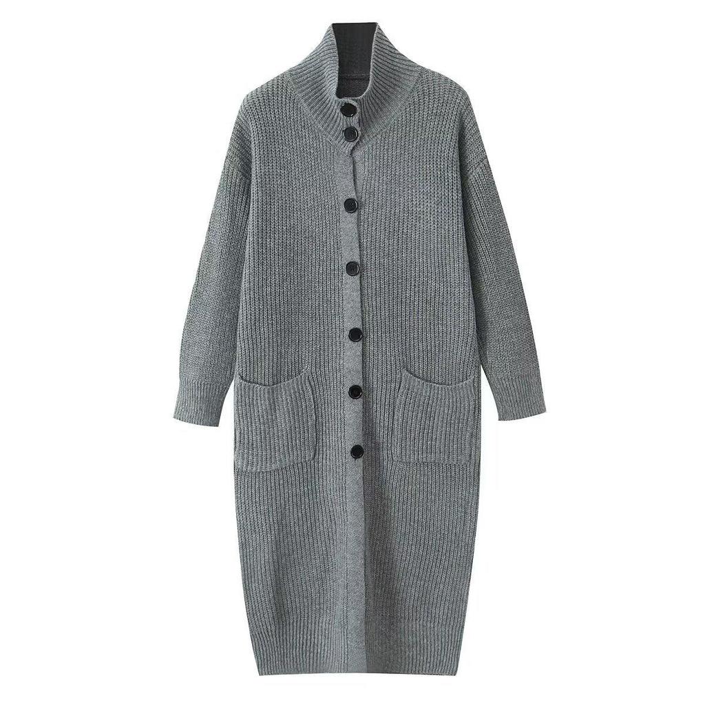 2025 Fall/Winter Women's High-End Knit Cardigan Trench Coat - Mid-Length Button-Up