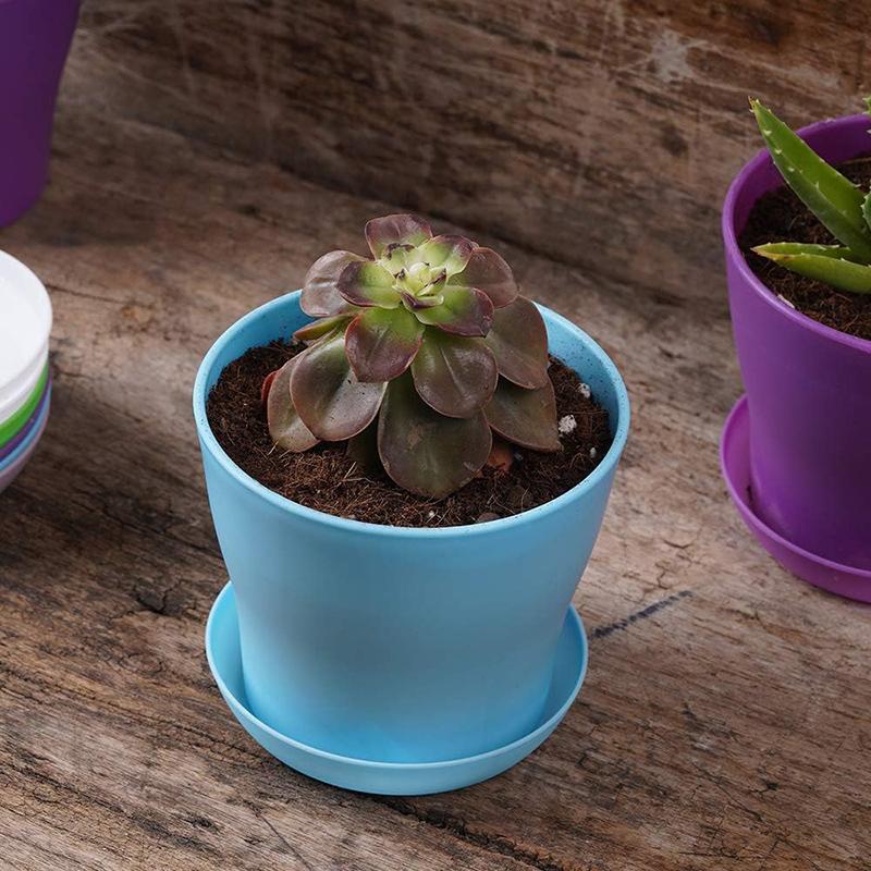 5pcs Mini Flower Pot with Tray Thickened Resin Plastic Ventilation Balcony Desktop Decoration Greenery Succulent Gardening TMZ