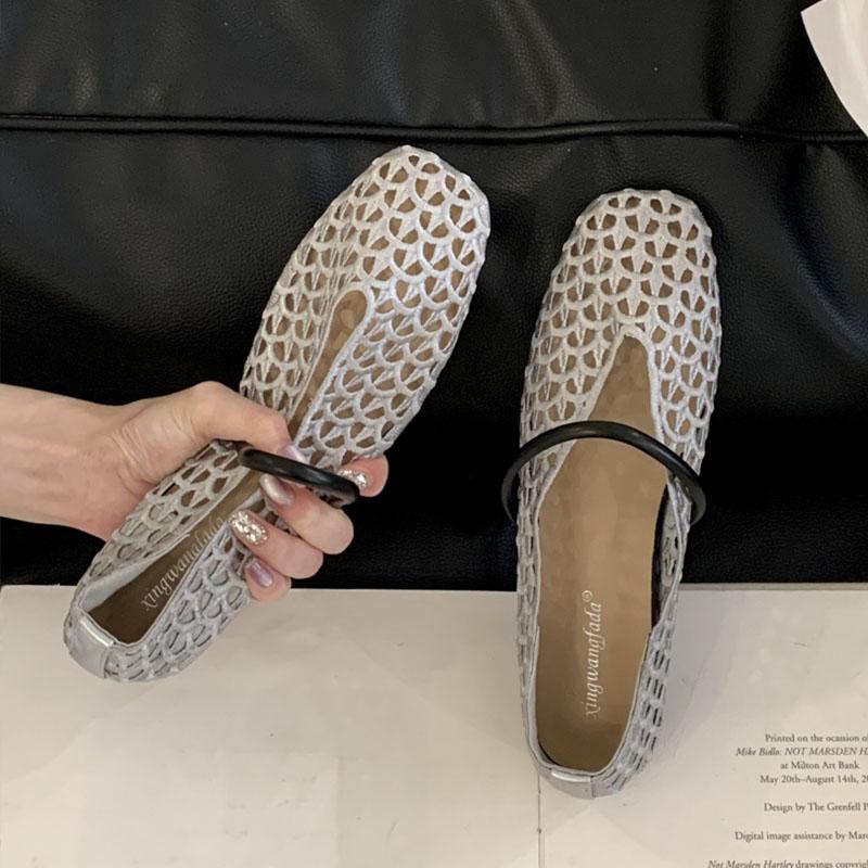 Fashion Fashion Weave Women Flats Mary Janes Shoes New In Spring Summer Female Shallow Footwear Square Toe Ladies Flats With Shoes