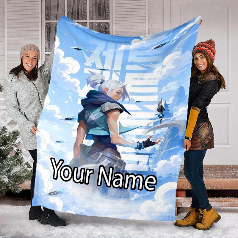 Custom Name Valorant Theme Printed Blanket - Perfect for Couch, Bed, Travel & Outdoor Use | Machine Washable, Cozy & Durable.