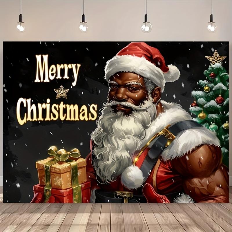 Merry Christmas Background Cloth Black Santa Claus Fun Gift Series Elements 180X110
