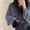 Korean Chic V-Neck Cropped Knit Sweater - Autumn/Winter 2026 Women's Fashion