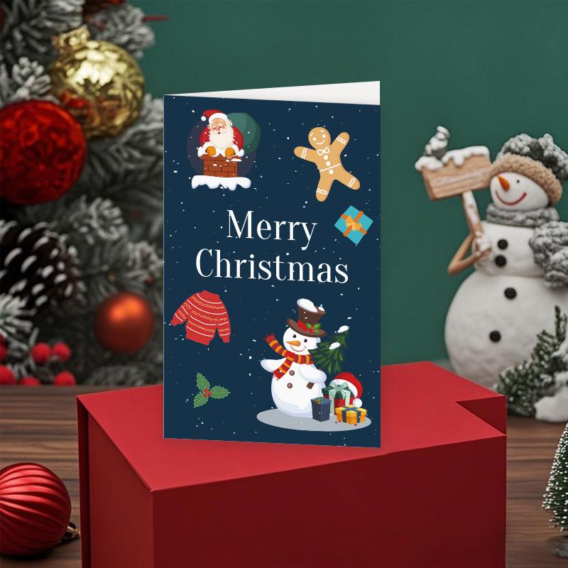 6Pcs Christmas Greeting Card Merry Christmas Handwritten Cards For Family Friends Best Wishes Cards Postcards Envelopes Sticker
