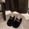 thick-soled fluffy shoes for women to wear outside autumn and winter new versatile one-pedal Doudou shoes with velvet cotton shoes