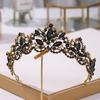 Baroque Bronze Black Crystal Bead Bridal Tiaras Rhinestone Diadem Pageant Crown for Brides Headband Wedding Hair Accessories