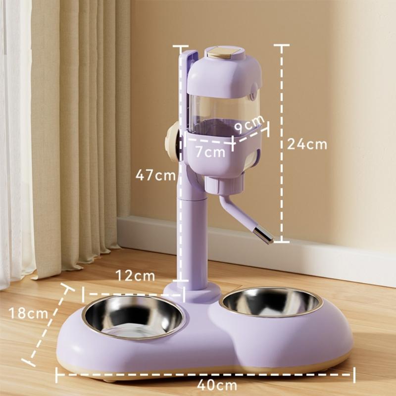 Large Dog Bowl 2 in 1 Pet Feeders Water Feeder Adjustable Height Feeder Waterer Food Container Bowl