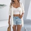 Women's Fashion Jacket Solid Color Short Sleeve Knitted Cardigan Holiday Sunscreen Shirt