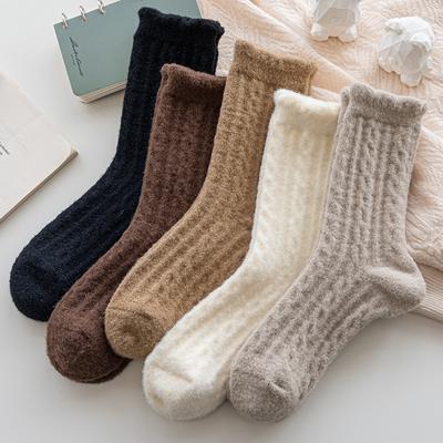 Australian Velvet Socks Stacking Socks Season Retro Twist Pattern Velvet Thickened Warm Mink Velvet Home Sleeping Socks