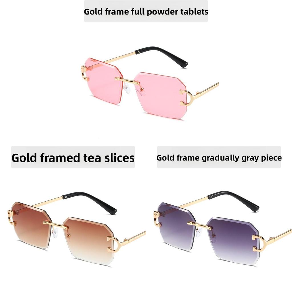 Unisex Geometric Metal Frame Sunglasses With Tinted Ac Lenses For Trendy Street Style