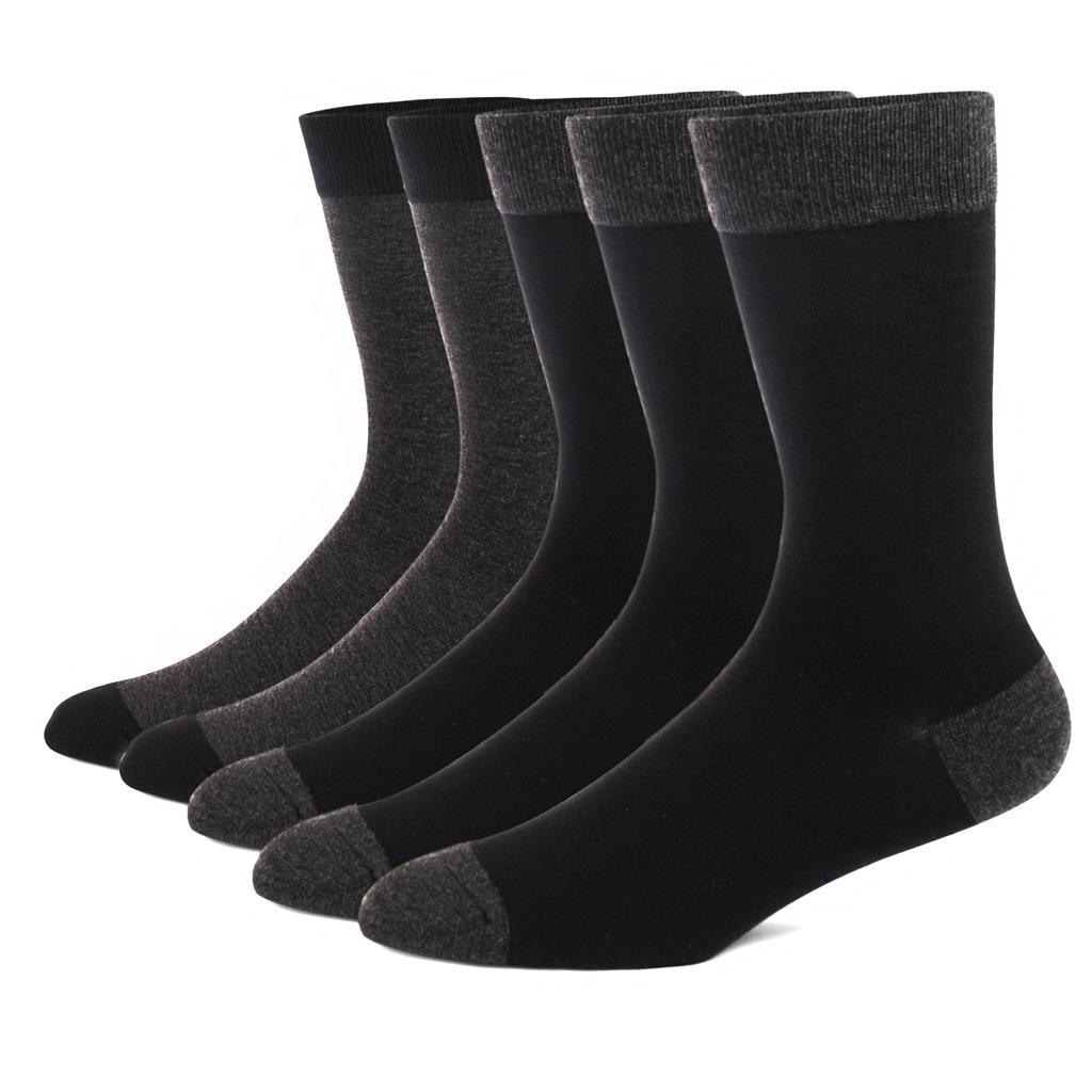 5 Pairs Mens Dress Socks Stripe Plus Size, High Quality Combed Cotton Crew Socks, Business Cool Breathable Casual Socks for Men