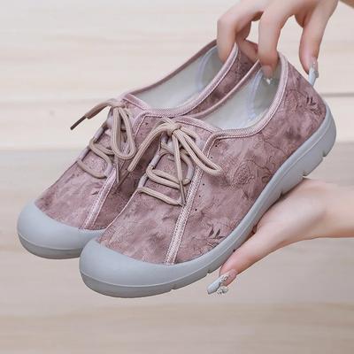 Damskie Buty Wiosna Lato Materiał Oddychające Lekkie Wygodne Antypoślizgowe Miękka Podeszwa Buty Casual Sznurowane Buty Modowe