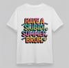 Men's Soft T-Shirt Rainbow Gradient Summer Beach Tee White Cotton Short Oversize