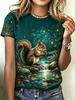 Neues Eichhörnchen Tier 3D Druck T-Shirts Damen Sommer Lässig Kurzarm Rundhals T-Shirt Harajuku Y2K T-Shirts Tops Damenbekleidung