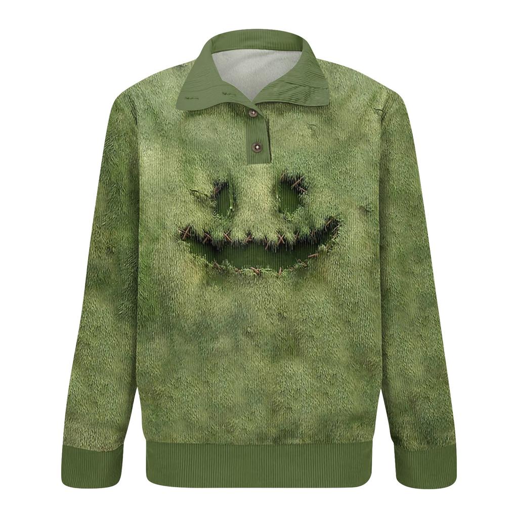 Men's Halloween Printed Corduroy Button Shirt