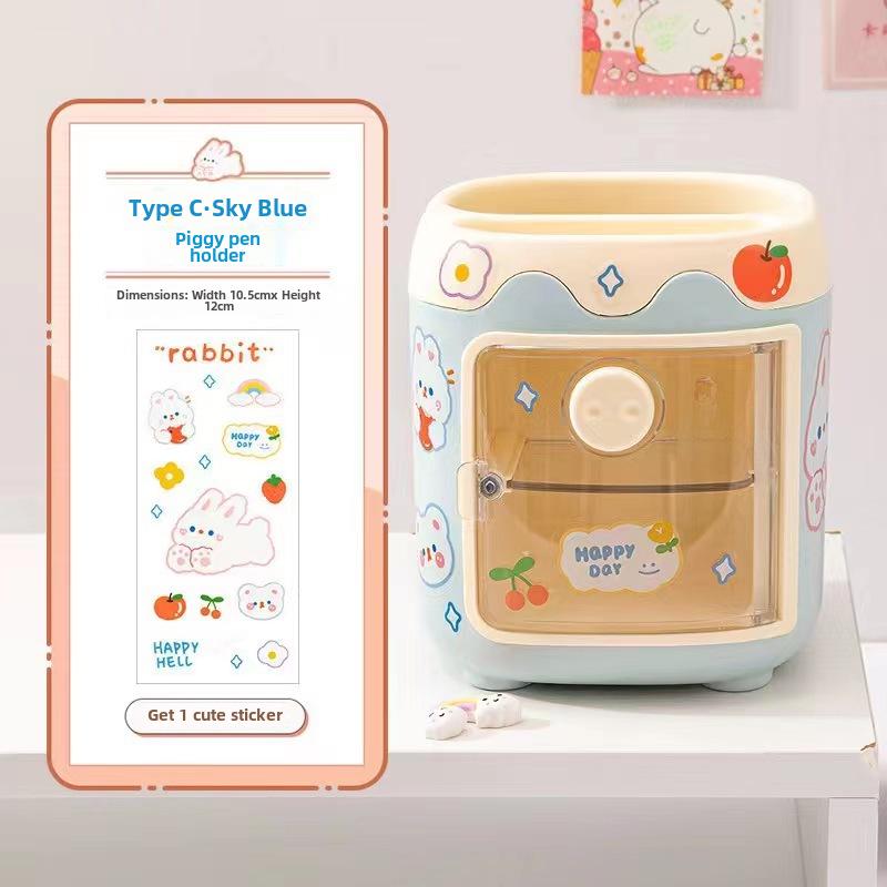 

Очаровательная подставка для ручек Piggy - вместительный настольный органайзер для студентов и детей