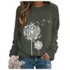 Ladies Casual Loose Print Round Neck Drop Shoulder Long Sleeve Sweatshirt