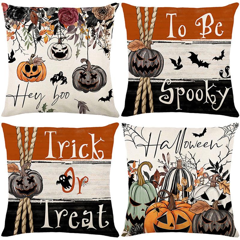 Halloween Printed Throw Pillow Cover Polyester Home Sofa Decorative Cushion Holiday Atmosphere Cushion