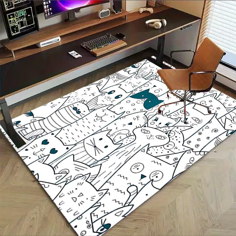 1PC cat pattern Non-Slip Floor carpet, suitable for Office, bedroomand playrooms. It can also be used as a sofa footrest cover-T67