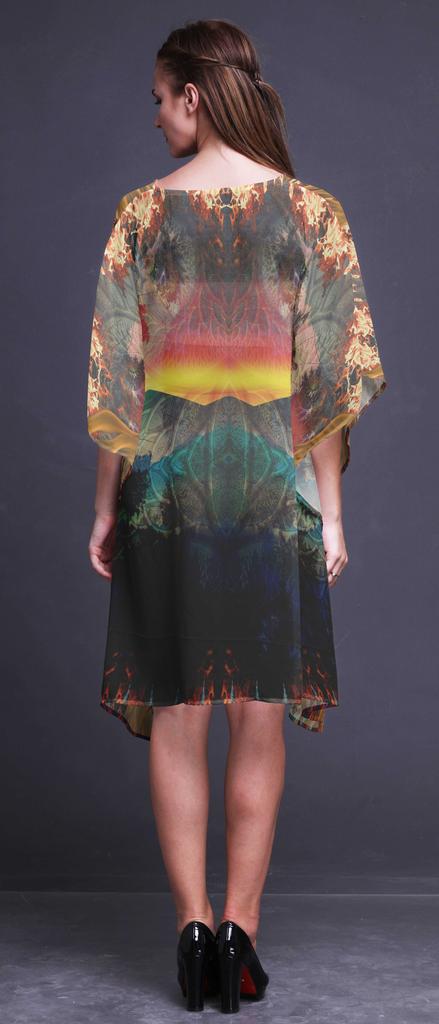 Phagun Beach Kaftan Bikini Cover Up Women Midi Dress Short Caftan-4X-5X