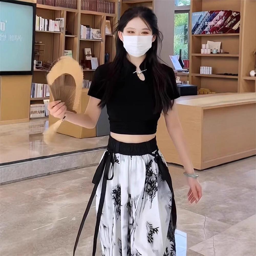 Women's Summer Cheongsam Collar Slimming T-shirt