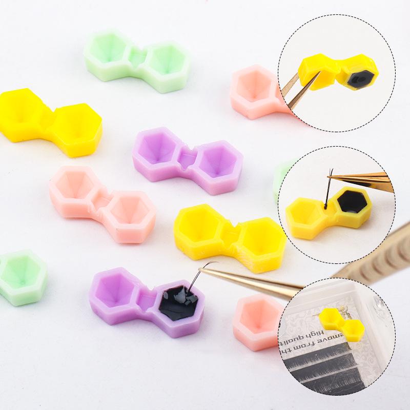 Diamond Glue Cup for Eyelash Extensions: Long-Lasting, Two-Hole Design, Tapered Auxiliary Tool