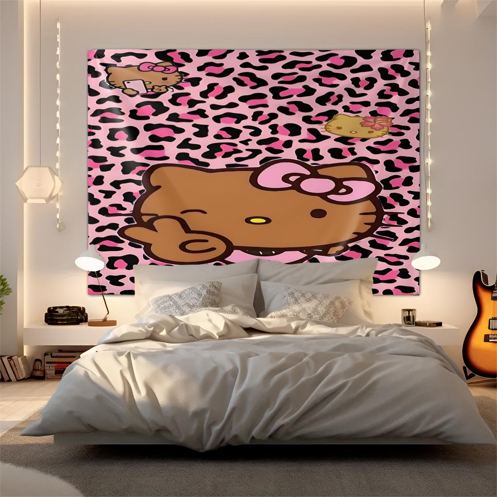 Hello Kitty Tapestry Wall Hanging Kawaii Aesthetic Room Decor Cute Wall Art for Bedroom Dorm Teen Girls