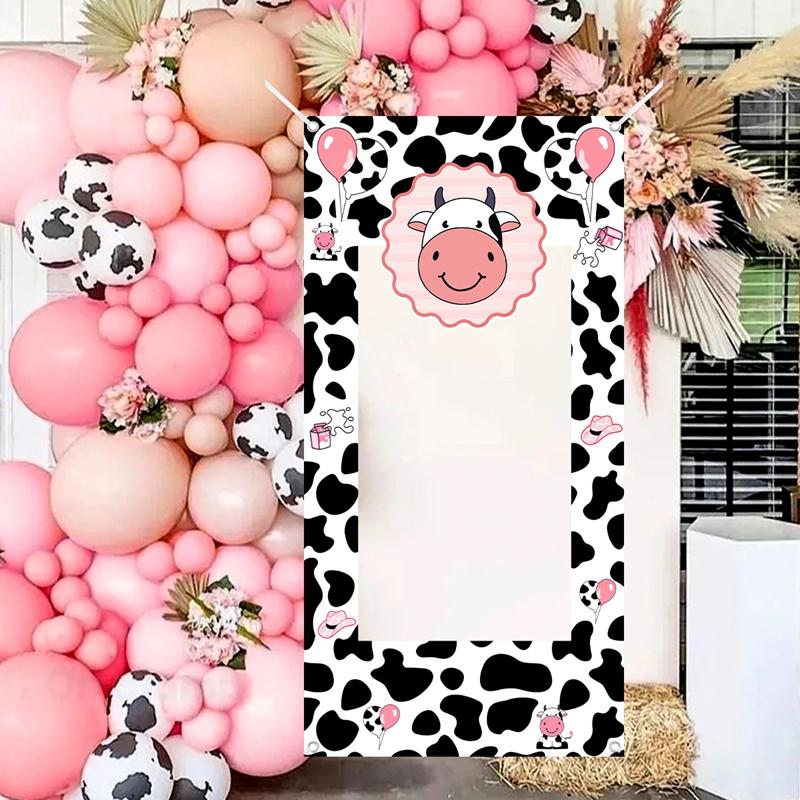 Cute Cow Theme Photo Booth Background Happy Birthday Decoration Farm Cow Birthday Decor Baby Shower Wedding Party Supplies