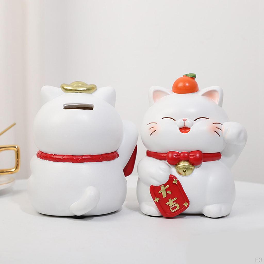 Piggy Bank Cat Statue Home Decoration Coin Container Decorative Exquisite for Adult Girls