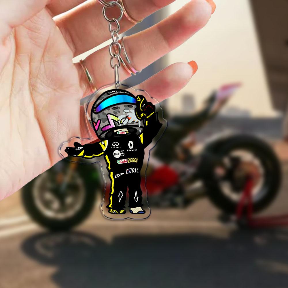 Fast Furious Rennmotorrad Schlüsselanhänger für Zubehör Tasche Fahrradhelm Fahrer Anhänger Schlüsselkette Schlüsselring Schmuck Fans Geschenk
