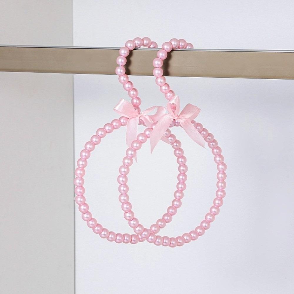 2pcs Decorative Round Shape Scarf Hanger Imitation Pearl Bow Beaded Hanger  Home Storage розовый
