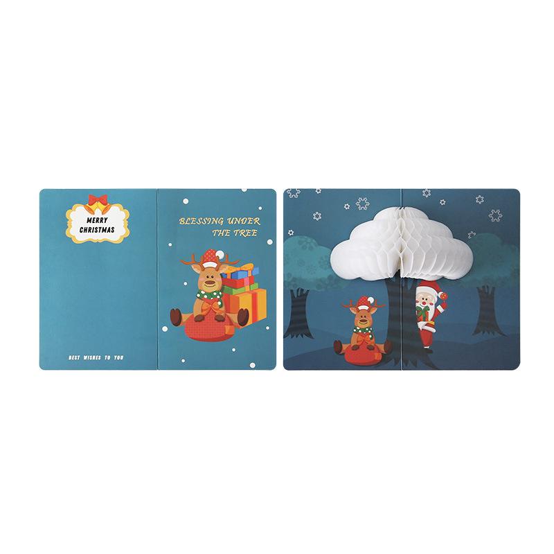 Entzückende 3D-Cartoon-Weihnachts-Waben-Grußkarte - Festliche Szenendekoration & Geschenkbotschaftskarte