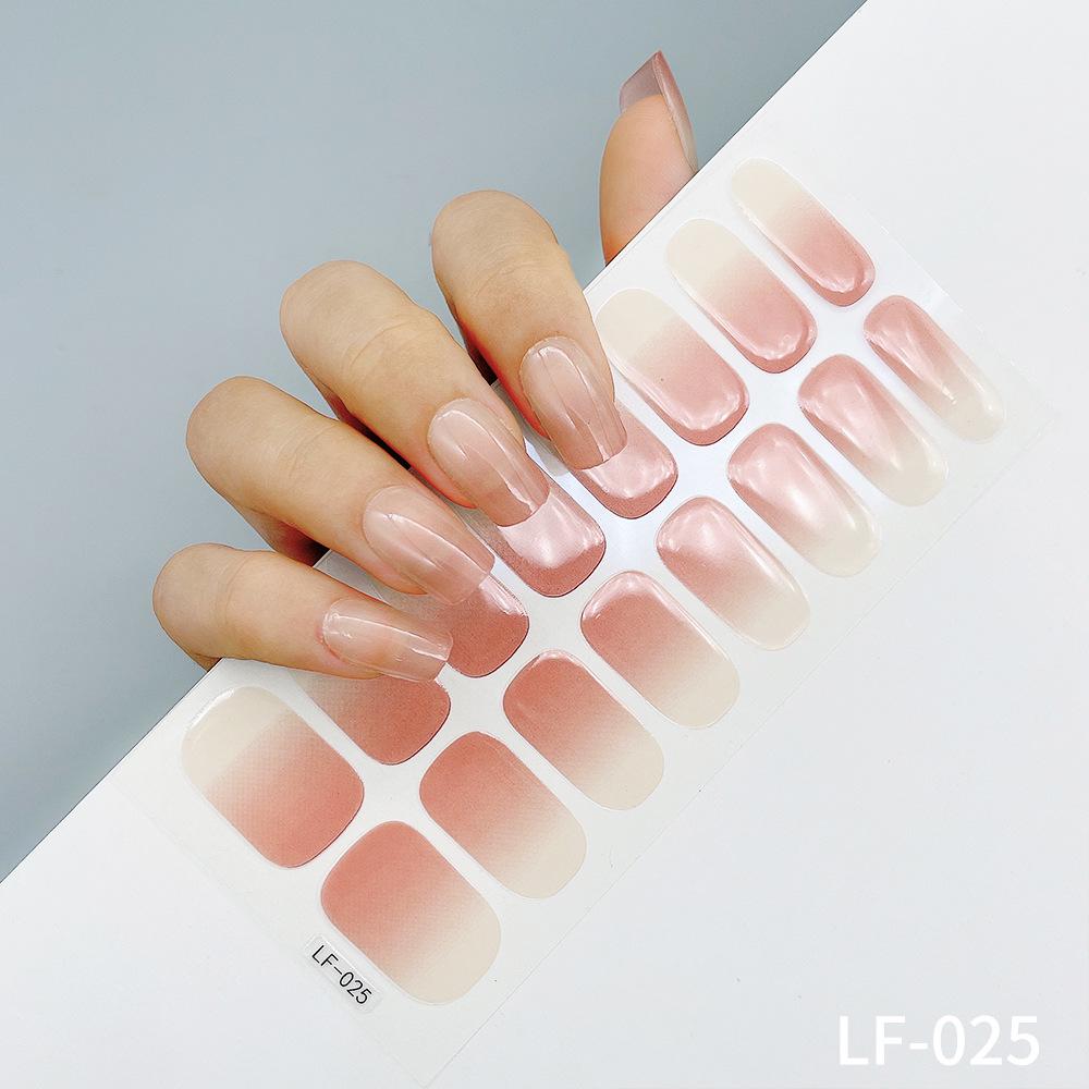 LF No-Bake Waterproof Gel Nail Stickers - Solid, Glitter, Color Block, Gradient Full Cover