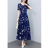 Floral Print Plus Size Slimming Short Sleeve Dress for Mature Women