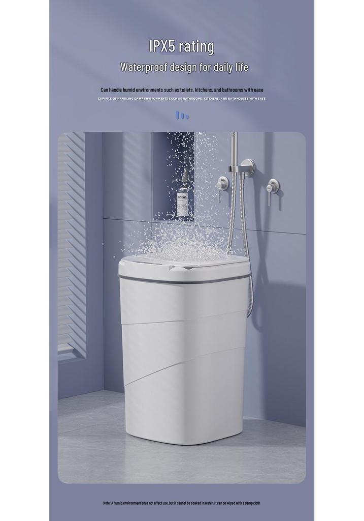 2026 Smart Sensor Trash Can: 14L with Blue Light Night Light, Press Ring Flip Lid & Spiral Pattern.