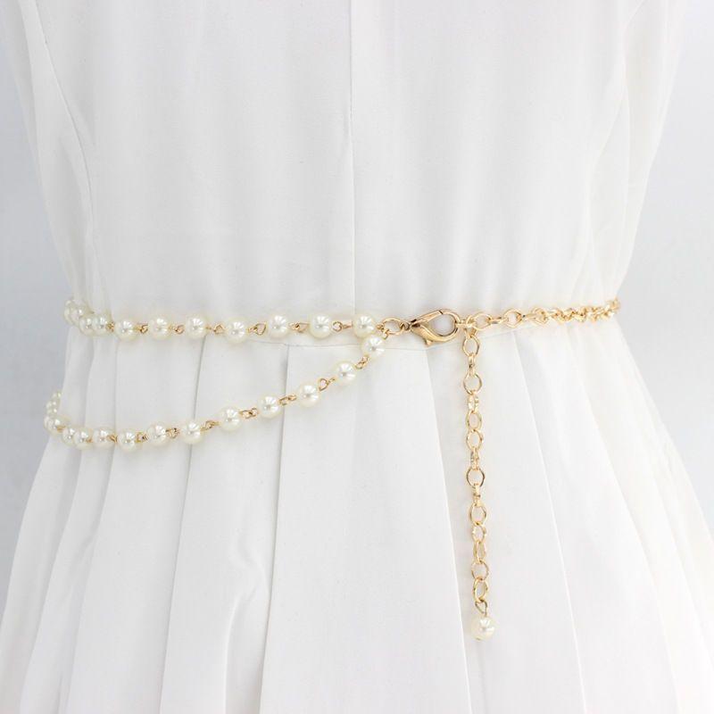 New Pearl Tassel Women's Sweet Decorative Dress Pearl Waist Chain Korean Version Versatile Multi-Layered Fashion Belt