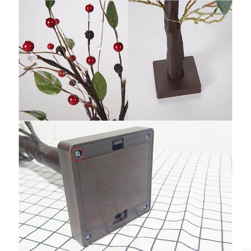 KX4B Christmas Tree Light Leaves Red Led Lamp Ornament Art Crafts Supplies
