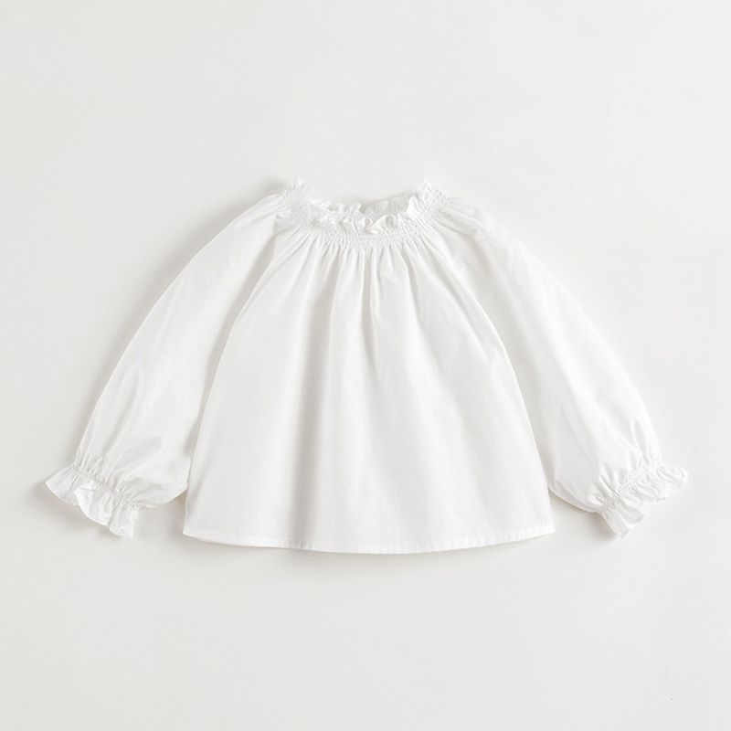 Mark Jenny Girls  Sweet Lace Collar Shirt Baby Pure Cotton Shirt 2025 Spring New Style 250239 Beige 130