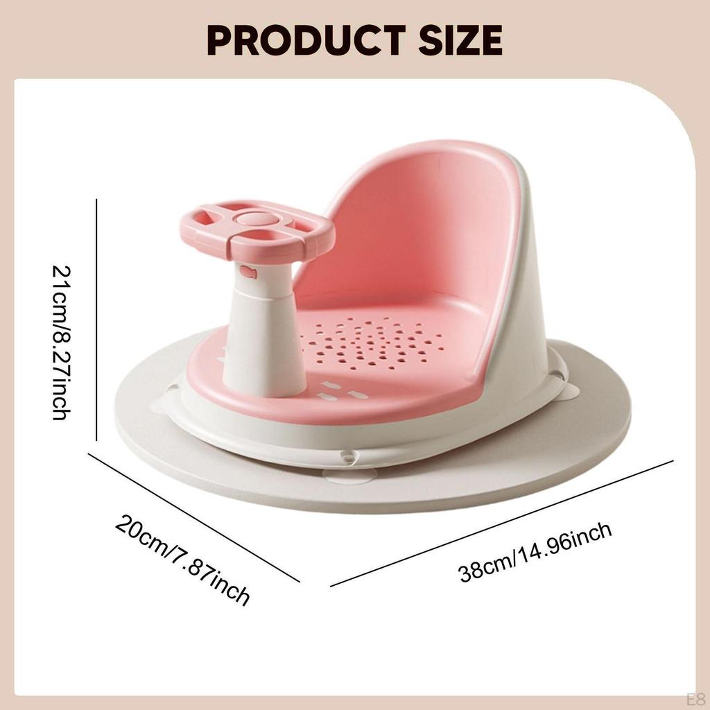 Baby Bath Seat Support Chair Stability with Suction Cups Sit up Bathing khaki