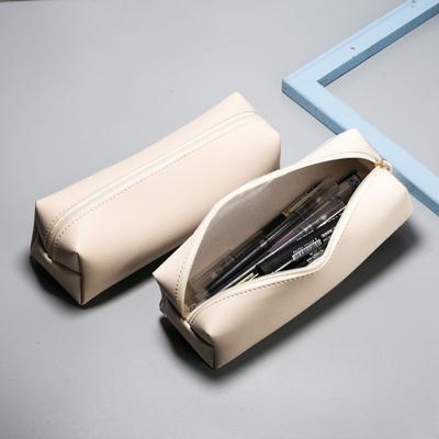 PU Leather Large Capacity Pencil Bag Stationery Holder Case Storage Box Zipper Pencil Pouch Student School Supplies